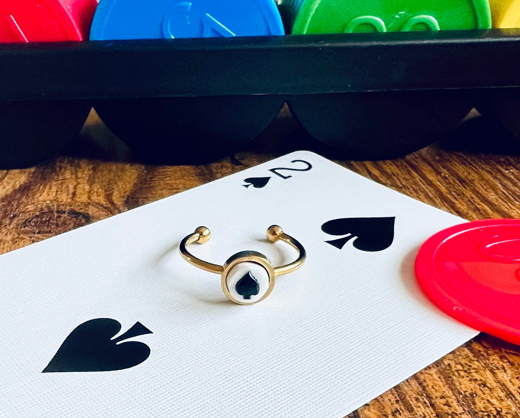 Poker Card Cameo Ring Set